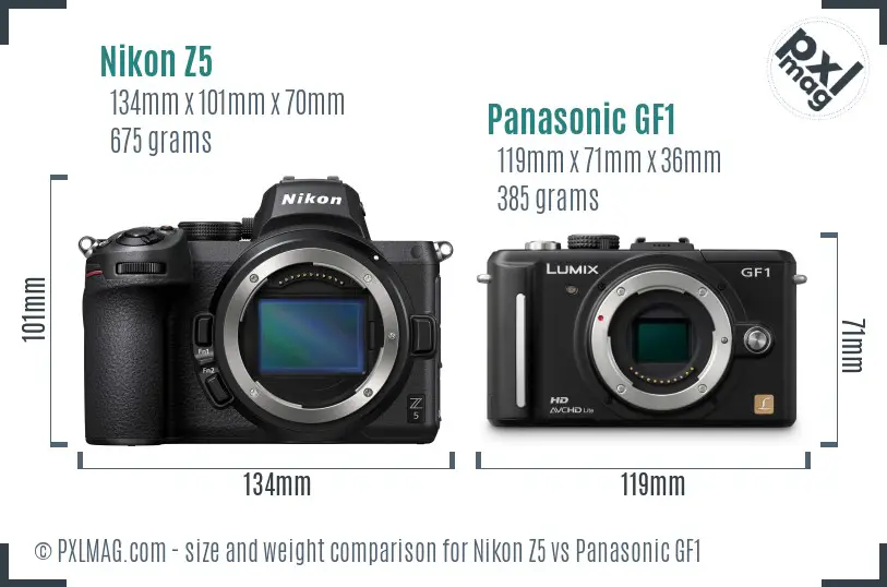 Nikon Z5 vs Panasonic GF1 size comparison