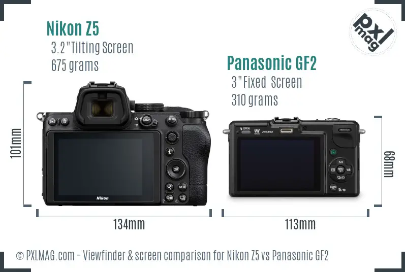 Nikon Z5 vs Panasonic GF2 Screen and Viewfinder comparison