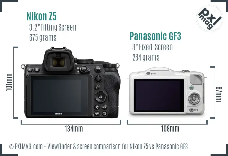 Nikon Z5 vs Panasonic GF3 Screen and Viewfinder comparison
