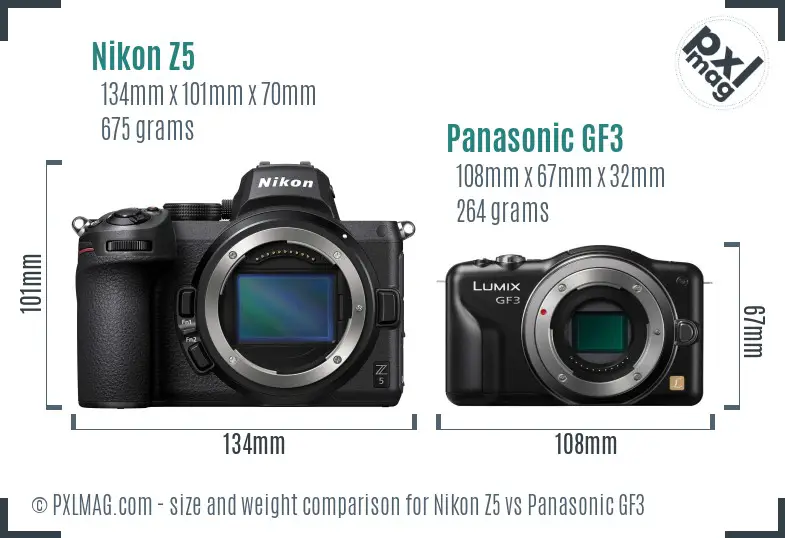 Nikon Z5 vs Panasonic GF3 size comparison