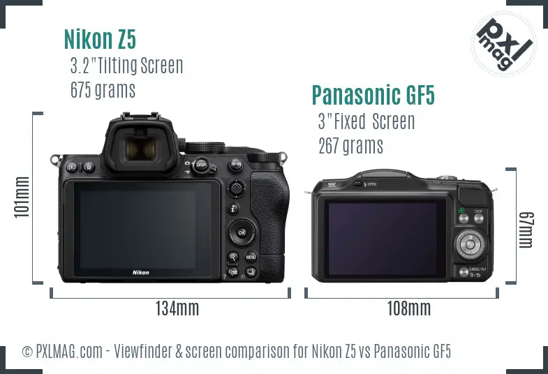 Nikon Z5 vs Panasonic GF5 Screen and Viewfinder comparison