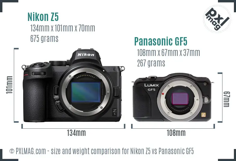 Nikon Z5 vs Panasonic GF5 size comparison