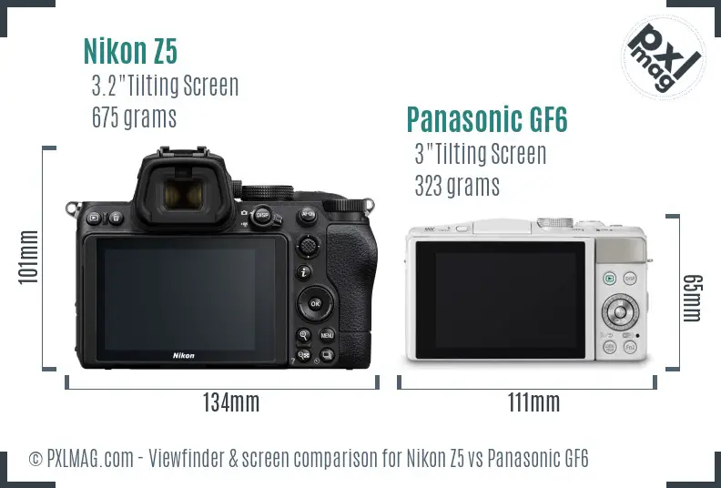 Nikon Z5 vs Panasonic GF6 Screen and Viewfinder comparison