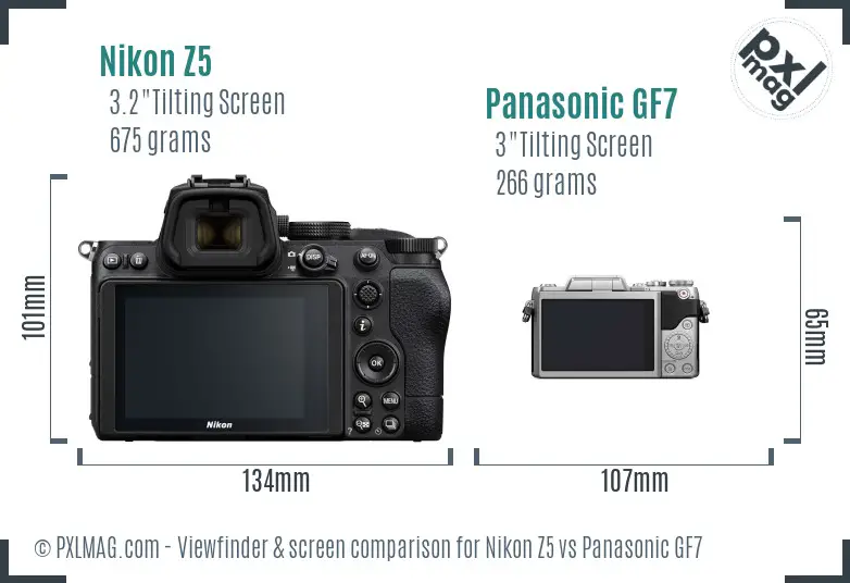 Nikon Z5 vs Panasonic GF7 Screen and Viewfinder comparison
