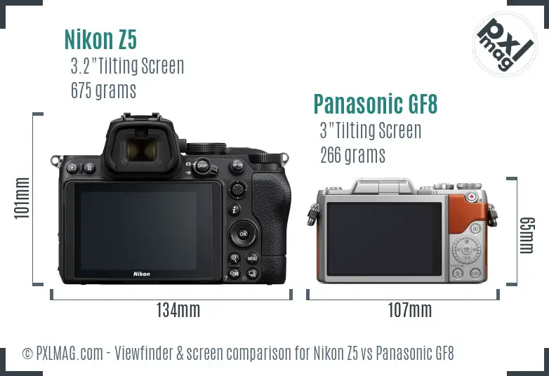 Nikon Z5 vs Panasonic GF8 Screen and Viewfinder comparison