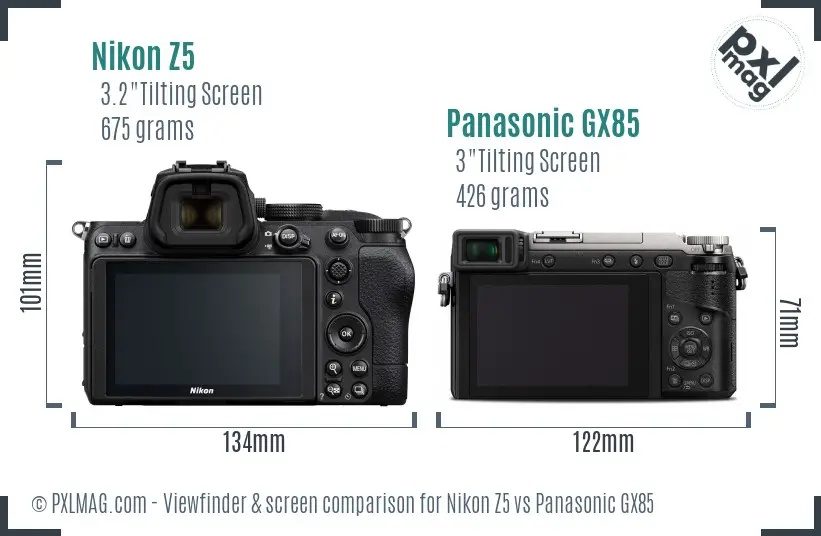 Nikon Z5 vs Panasonic GX85 Screen and Viewfinder comparison