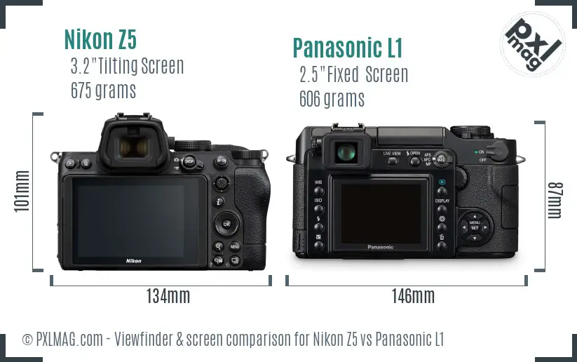 Nikon Z5 vs Panasonic L1 Screen and Viewfinder comparison