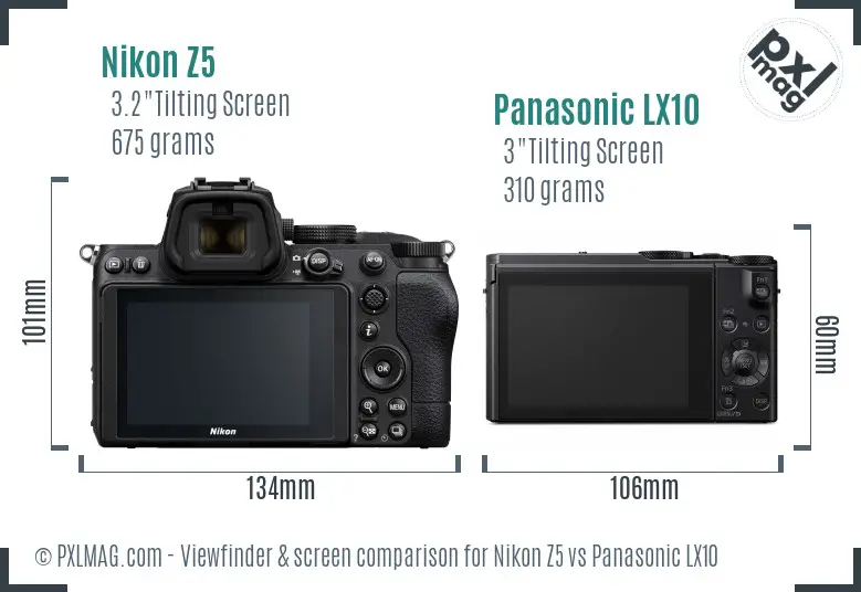 Nikon Z5 vs Panasonic LX10 Screen and Viewfinder comparison