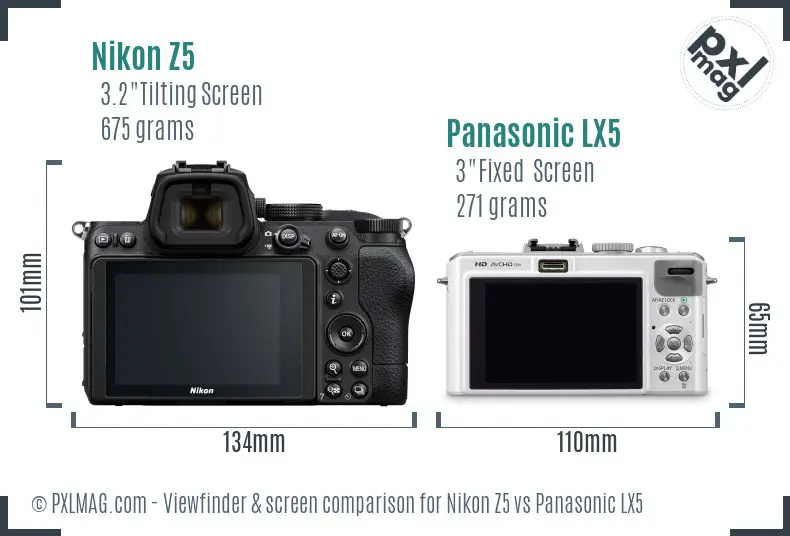 Nikon Z5 vs Panasonic LX5 Screen and Viewfinder comparison