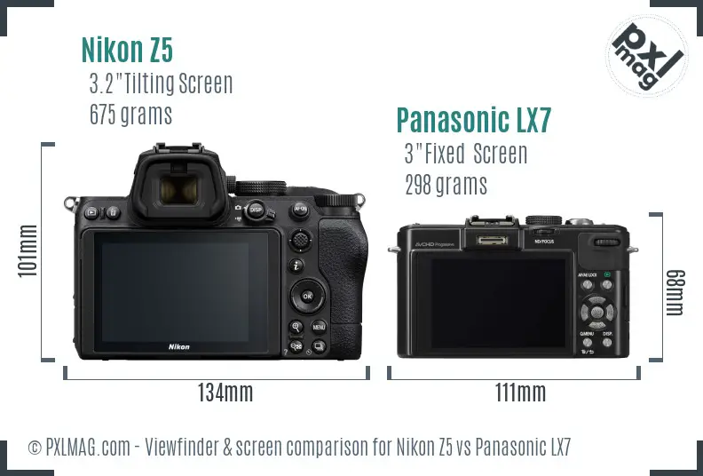 Nikon Z5 vs Panasonic LX7 Screen and Viewfinder comparison