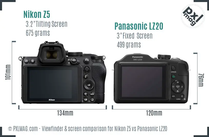 Nikon Z5 vs Panasonic LZ20 Screen and Viewfinder comparison