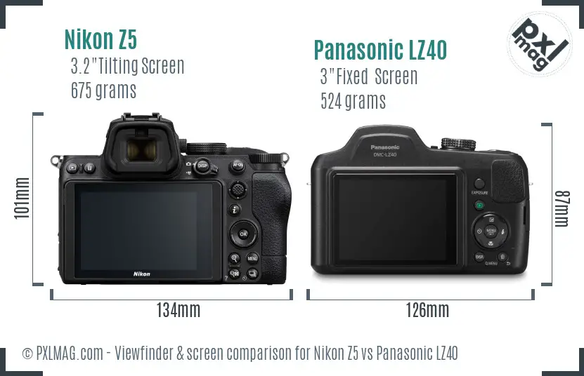 Nikon Z5 vs Panasonic LZ40 Screen and Viewfinder comparison