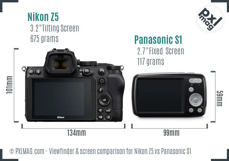 Nikon Z5 vs Panasonic S1 Screen and Viewfinder comparison