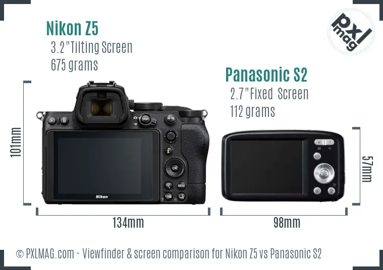 Nikon Z5 vs Panasonic S2 Screen and Viewfinder comparison