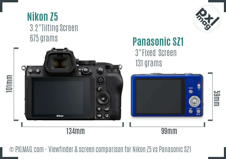 Nikon Z5 vs Panasonic SZ1 Screen and Viewfinder comparison