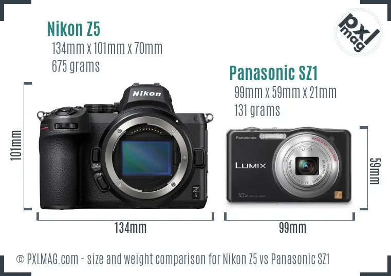 Nikon Z5 vs Panasonic SZ1 size comparison