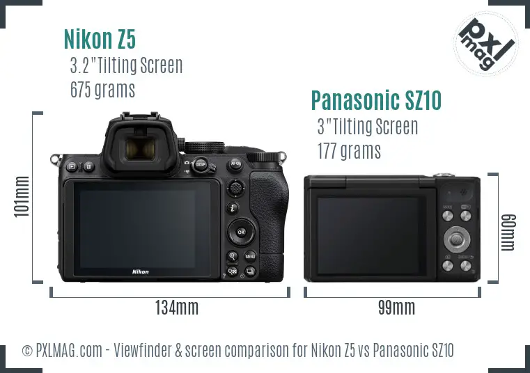 Nikon Z5 vs Panasonic SZ10 Screen and Viewfinder comparison