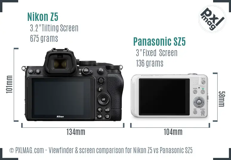 Nikon Z5 vs Panasonic SZ5 Screen and Viewfinder comparison