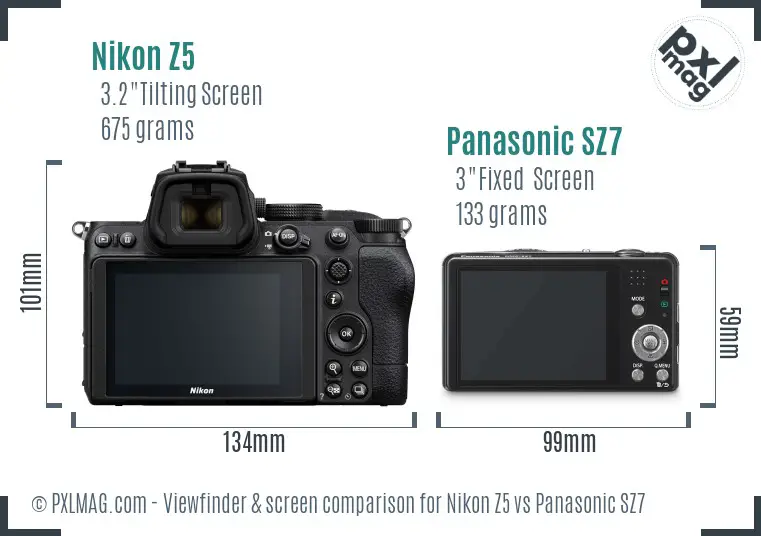 Nikon Z5 vs Panasonic SZ7 Screen and Viewfinder comparison