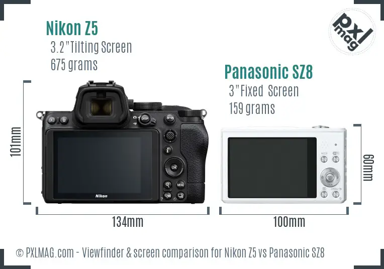 Nikon Z5 vs Panasonic SZ8 Screen and Viewfinder comparison