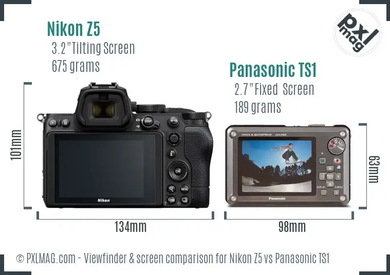 Nikon Z5 vs Panasonic TS1 Screen and Viewfinder comparison