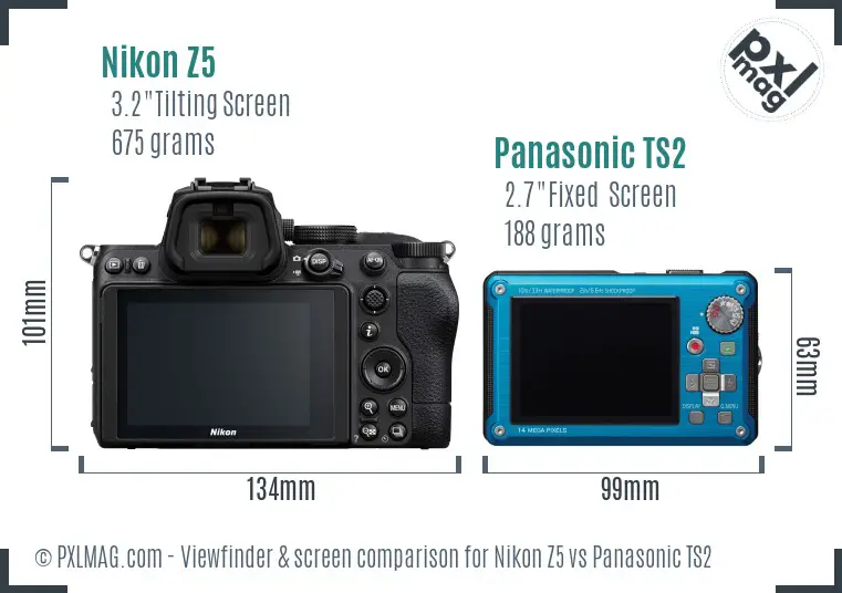 Nikon Z5 vs Panasonic TS2 Screen and Viewfinder comparison