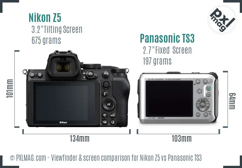 Nikon Z5 vs Panasonic TS3 Screen and Viewfinder comparison