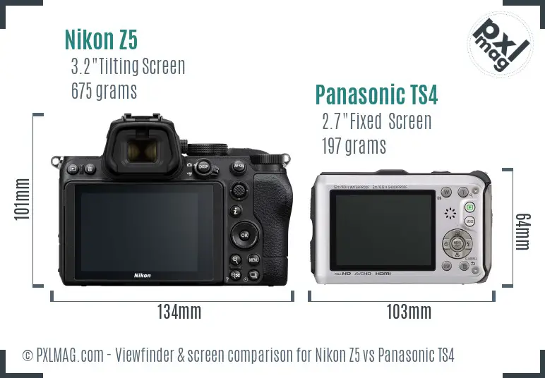 Nikon Z5 vs Panasonic TS4 Screen and Viewfinder comparison