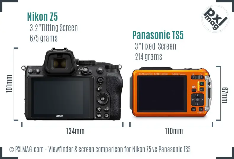 Nikon Z5 vs Panasonic TS5 Screen and Viewfinder comparison
