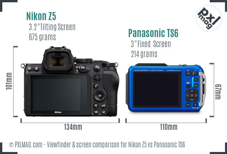 Nikon Z5 vs Panasonic TS6 Screen and Viewfinder comparison