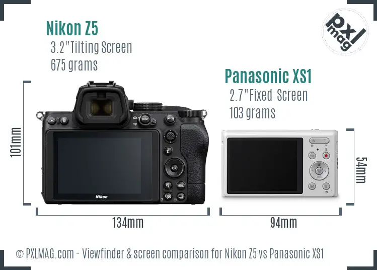 Nikon Z5 vs Panasonic XS1 Screen and Viewfinder comparison