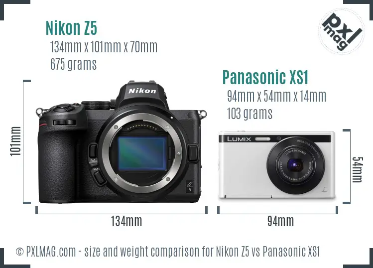 Nikon Z5 vs Panasonic XS1 size comparison