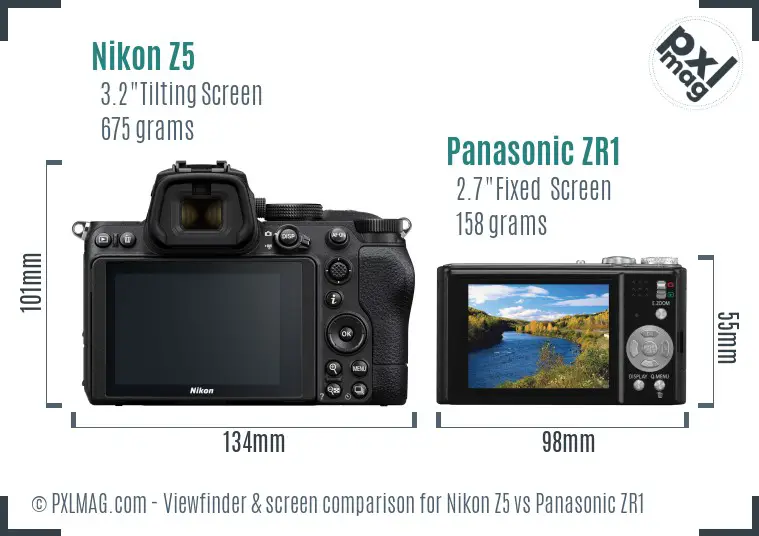 Nikon Z5 vs Panasonic ZR1 Screen and Viewfinder comparison