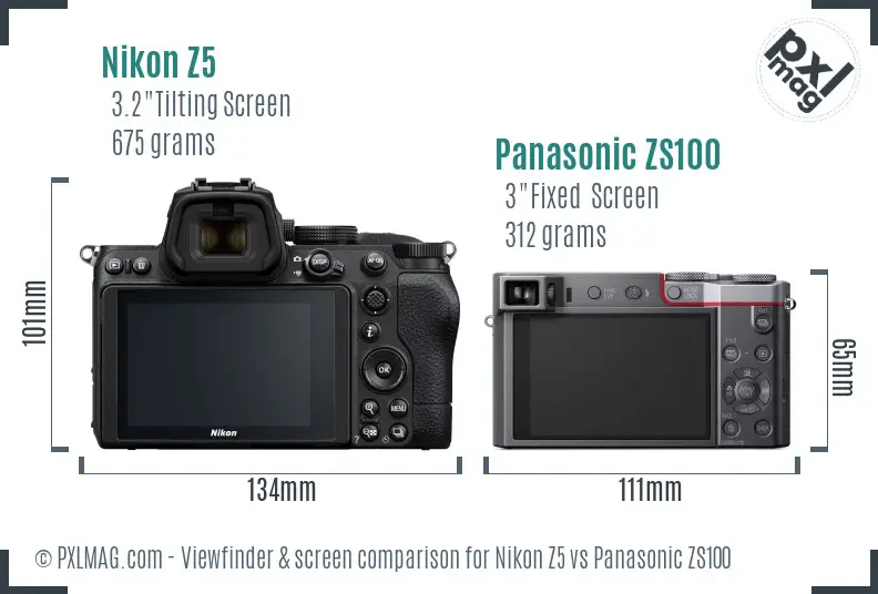 Nikon Z5 vs Panasonic ZS100 Screen and Viewfinder comparison