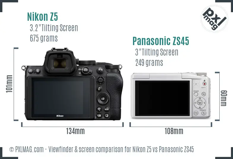 Nikon Z5 vs Panasonic ZS45 Screen and Viewfinder comparison