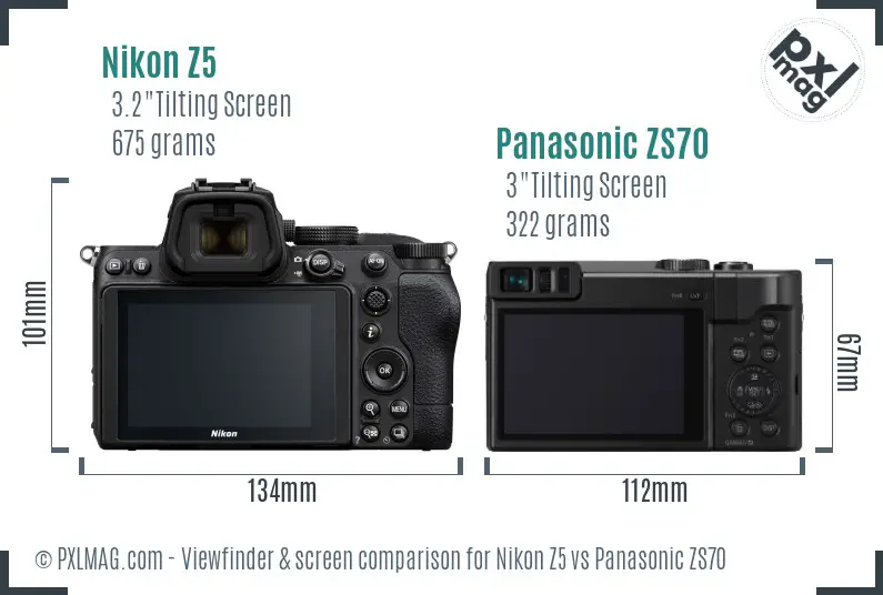 Nikon Z5 vs Panasonic ZS70 Screen and Viewfinder comparison