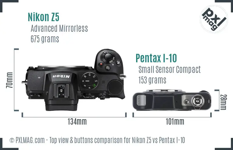 Nikon Z5 vs Pentax I-10 top view buttons comparison