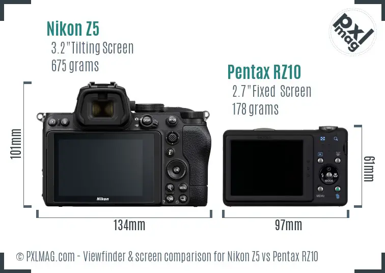 Nikon Z5 vs Pentax RZ10 Screen and Viewfinder comparison