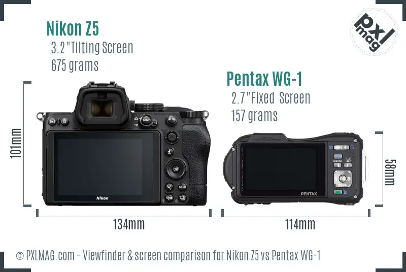 Nikon Z5 vs Pentax WG-1 Screen and Viewfinder comparison