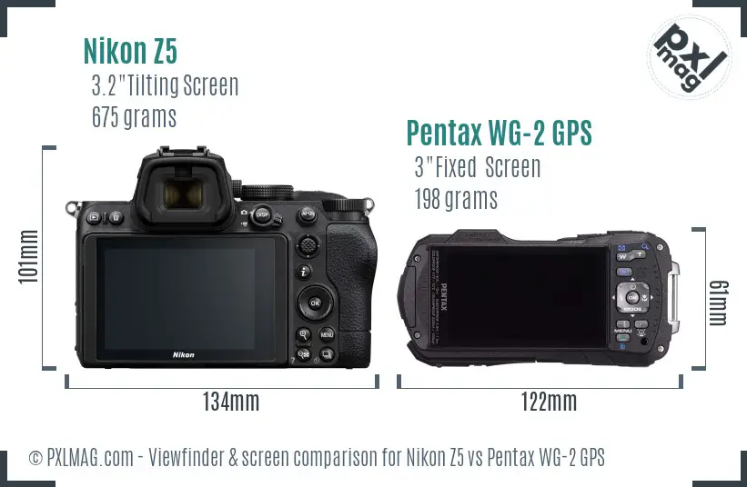 Nikon Z5 vs Pentax WG-2 GPS Screen and Viewfinder comparison