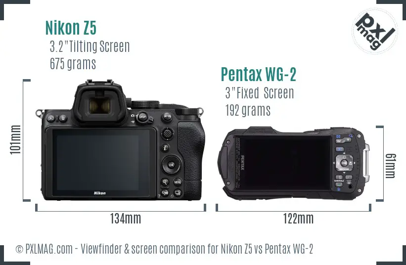 Nikon Z5 vs Pentax WG-2 Screen and Viewfinder comparison
