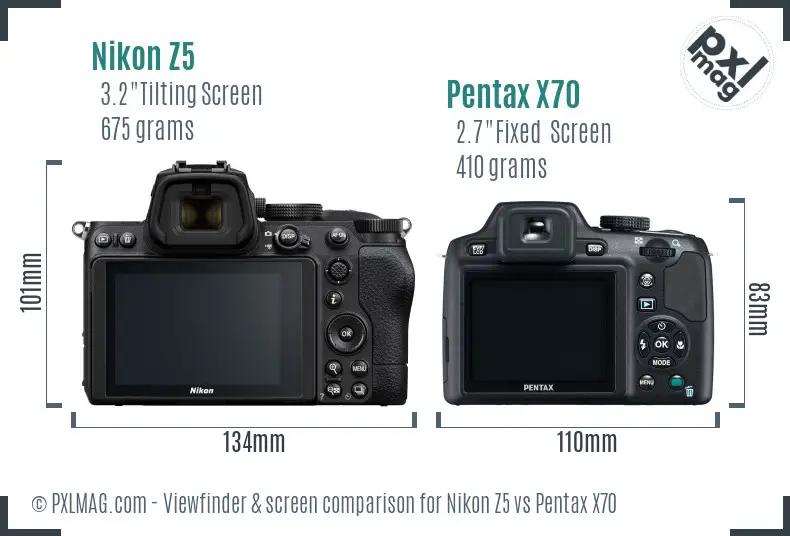 Nikon Z5 vs Pentax X70 Screen and Viewfinder comparison Nikon Z5 vs Pentax X70 Screen and Viewfinder comparison