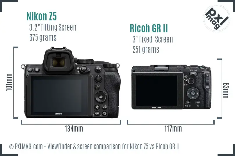 Nikon Z5 vs Ricoh GR II Screen and Viewfinder comparison Nikon Z5 vs Ricoh GR II Screen and Viewfinder comparison