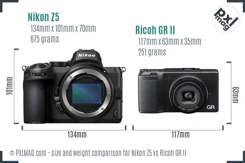 Nikon Z5 vs Ricoh GR II size comparison Nikon Z5 vs Ricoh GR II size comparison