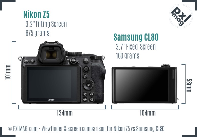 Nikon Z5 vs Samsung CL80 Screen and Viewfinder comparison
