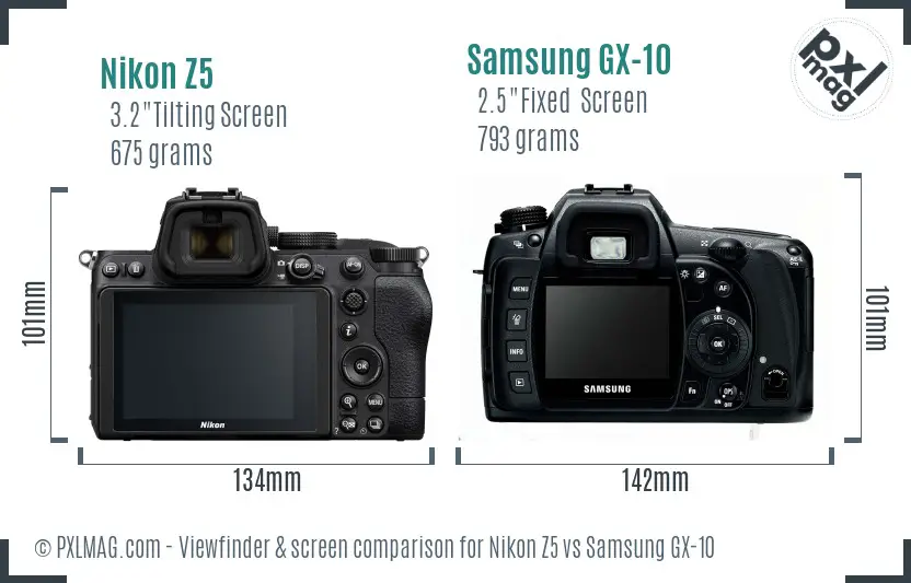 Nikon Z5 vs Samsung GX-10 Screen and Viewfinder comparison Nikon Z5 vs Samsung GX-10 Screen and Viewfinder comparison