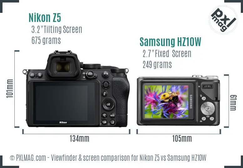 Nikon Z5 vs Samsung HZ10W Screen and Viewfinder comparison Nikon Z5 vs Samsung HZ10W Screen and Viewfinder comparison