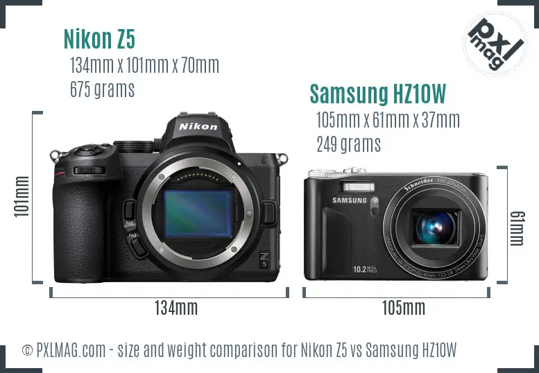 Nikon Z5 vs Samsung HZ10W size comparison Nikon Z5 vs Samsung HZ10W size comparison