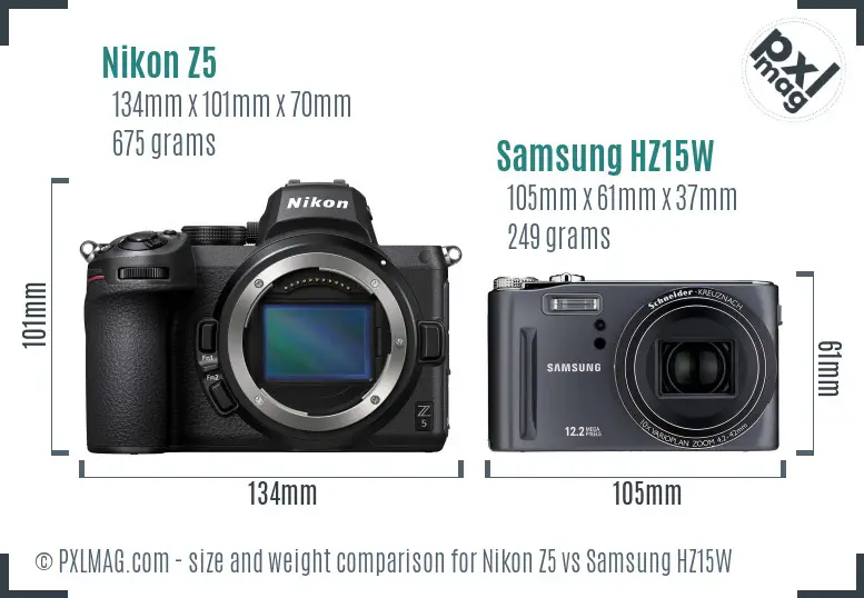 Nikon Z5 vs Samsung HZ15W size comparison Nikon Z5 vs Samsung HZ15W size comparison
