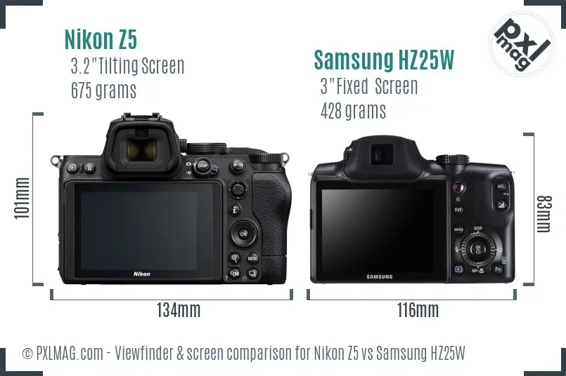 Nikon Z5 vs Samsung HZ25W Screen and Viewfinder comparison Nikon Z5 vs Samsung HZ25W Screen and Viewfinder comparison
